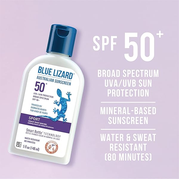 BLUE LIZARD SPORT MINERAL-BASED SUNSCREEN LOTION – SPF 50+ – 5 OZ