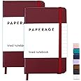 PAPERAGE Lined Pocket Journal Notebook, 2 Pack, (Burgundy), 160 Pages, Small Notebook, 3.6 inches x 5.6 inches - 100 GSM Thick Paper, Hardcover