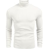 COOFANDY Mens Ribbed Slim Fit Knitted Pullover Casual Turtleneck Sweater