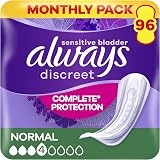Always Discreet Incontinence Pads Women Normal 96 Per Pack 24 x 4