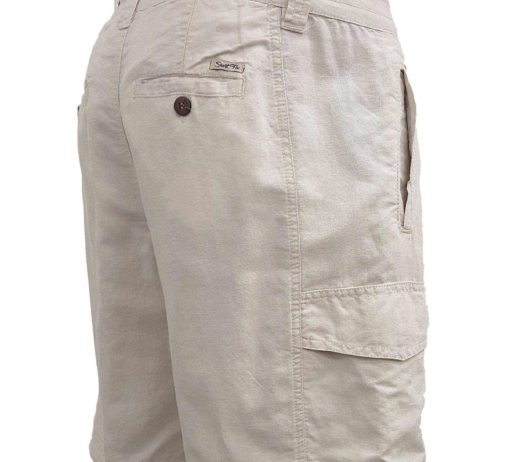 short fin Men's Linen Walking Shorts Flat Cargo Side Pockets