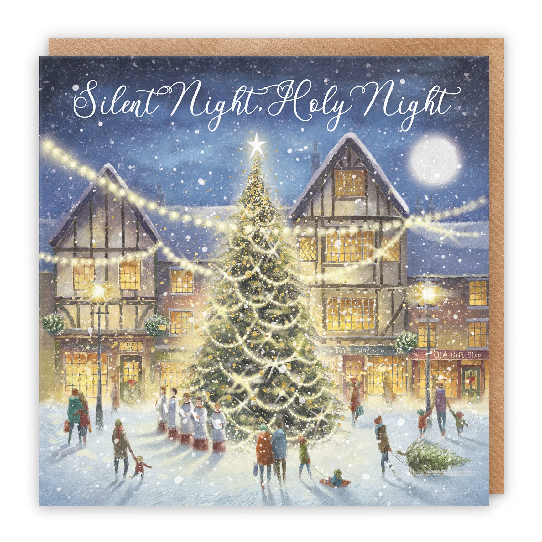 Hunts England - Individual Christian Religious Christmas Card - Silent Night Holy Night - 'Christmas Eve' - Christmas Carol - May God Bless You At Christmas Time And Always