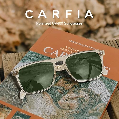 CARFIA Retro Polarized Sunglasses for Men UV Protection Hand