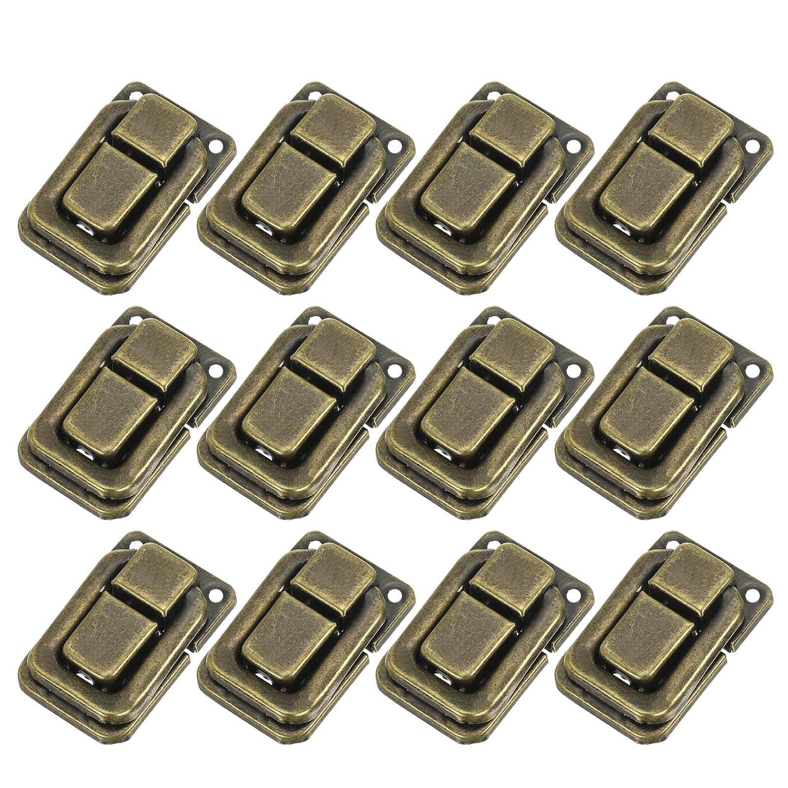 PATIKIL Toggle Catch Lock 1.5" x 1", 12 Pack Metal Buckle Hasp Lock Latch Clasp for Jewelry Box Wooden Case Decoration, Bronze