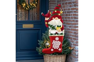TERESA'S COLLECTIONS Christmas Gnome Garden Stake, Metal Outdoor Christmas Decorations with Solar Light, Christmas Yard Stakes Welcome Signs for Home, Patio Lawn Porch Holiday Party Gifts, 36"