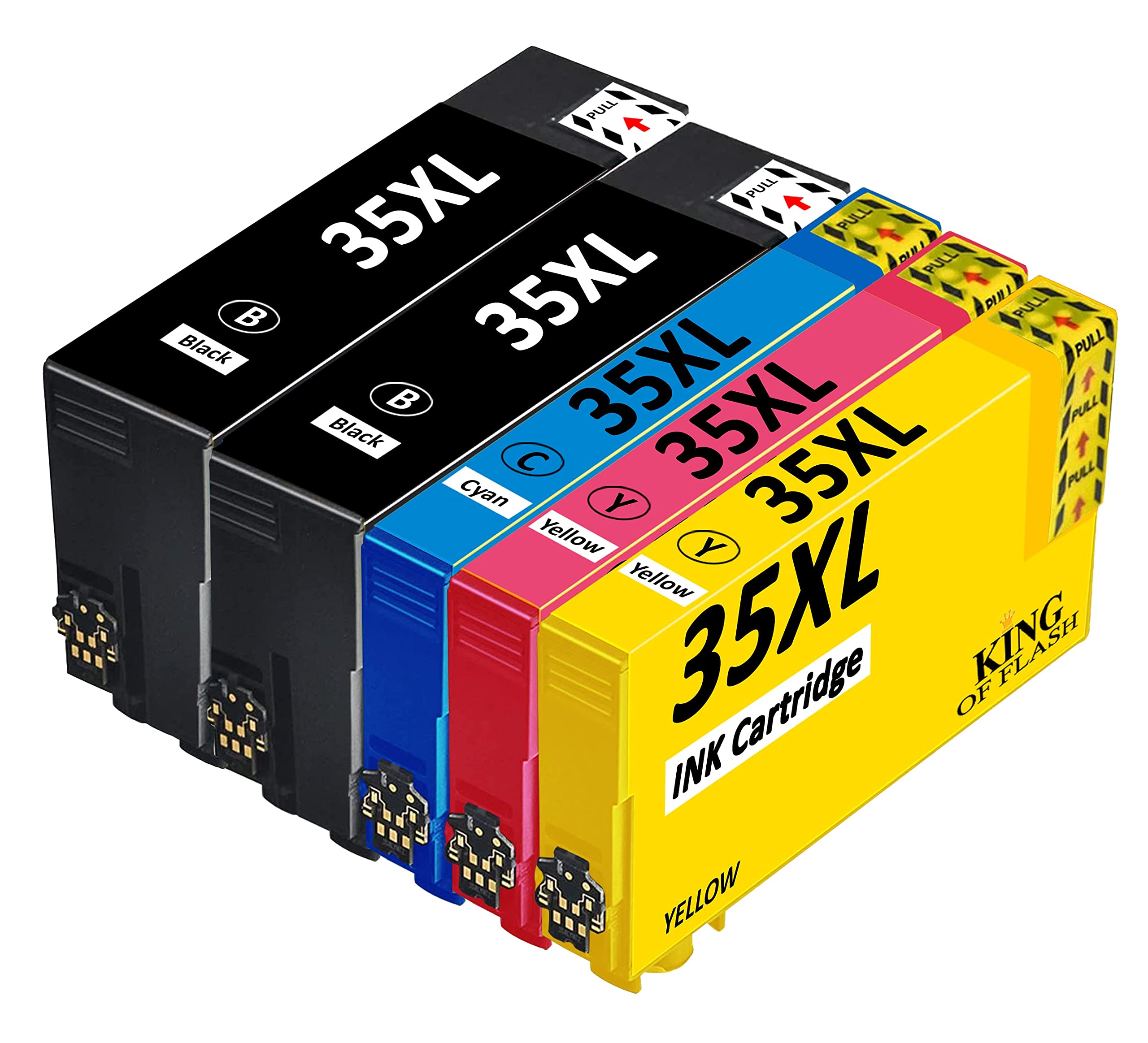 KING OF FLASH 35XL Replacement for Epson 35 35XL Ink Cartridges Compatible for Epson WorkForce Pro WF-4740DTWF WF-4730DTWF WF-4725DWF WF-4720DWF WF-4740 WF-4730 WF-4725 WF-4720 Printer Multipack of 5