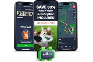 PETLOC8 Cat GPS Tracker – Smallest Waterproof Pet Tracking Device with App, Real-Time Location, Smart Alerts & Geo-Fence, Long-Life Battery, Collar-Compatible – iOS & Android (4-Mo Subscription Included)