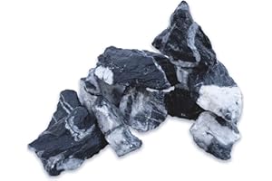 SMALL WORLD SLATE & STONE Natural Slate Natural Slate/Quartz Stones - Large 1 to 3 Inches. Quality Decor for Aquarium Aquascaping, Terrariums, Paludariums, Nano Tanks and Reptile Enclosures (5 lbs)