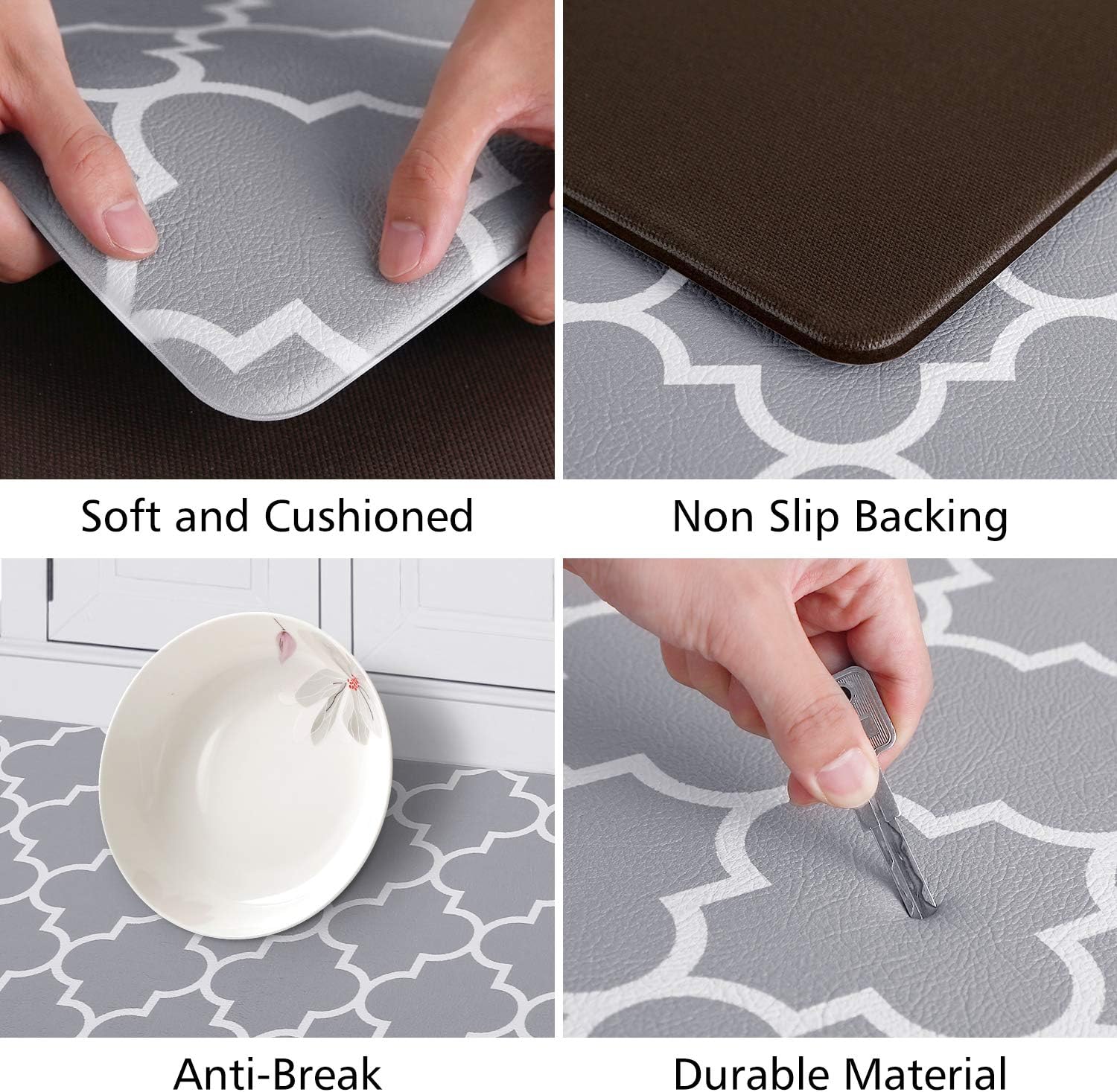 KMAT Kitchen Mat [2 PCS] Cushioned Anti-Fatigue Kitchen Rug, Waterproof Non-Slip Kitchen Mats and Rugs Heavy Duty PVC Ergonomic Comfort Foam Rug for Kitchen, Floor Home, Office, Sink, Laundry: Kitchen & Dining