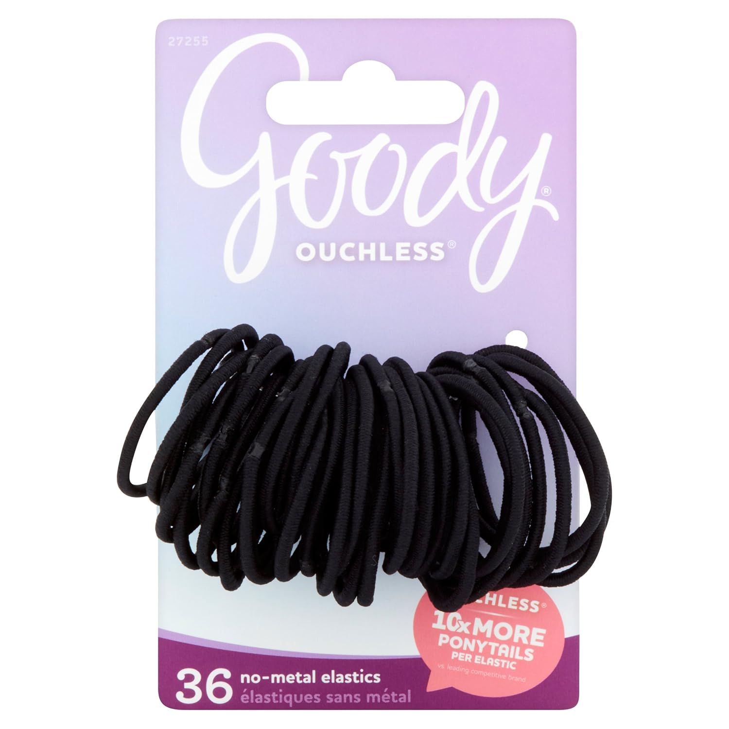 Goody Ouchless Gentle Elastic Ponytail Holders Black 36 Count