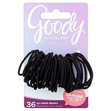 Goody Ouchless Gentle Elastic Ponytail Holders Black 36 Count