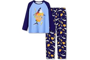 Tebbis 2-Piece Cozy Pajamas For Little/Big Trendy Boys Black Skateboarding Long Sleeves Soft PJs Set Kid Size 6-18