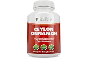 Purely Holistic Ceylon Cinnamon Capsules 1500mg, 150 Vegan Cinnamon Capsules, 75 Day Supply (25% More Servings), True Sri Lankan Ceylon Cinnamon Supplement