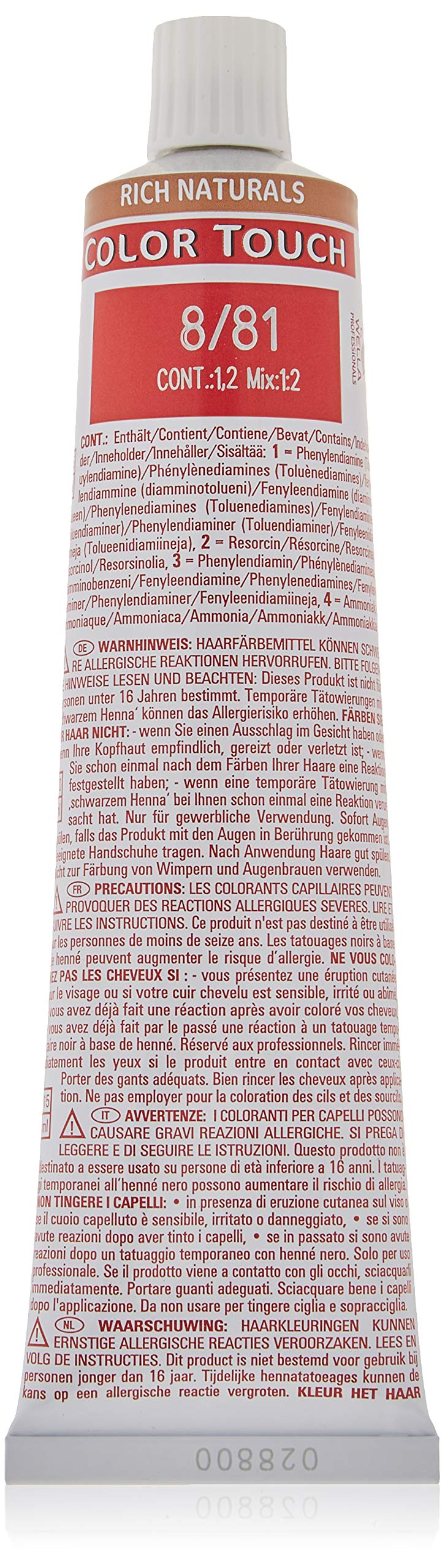 Wella Colour Touch Demi-Permanent Hair Colour, No. 8/81 Light Blonde Pearl Ash, 60 ml