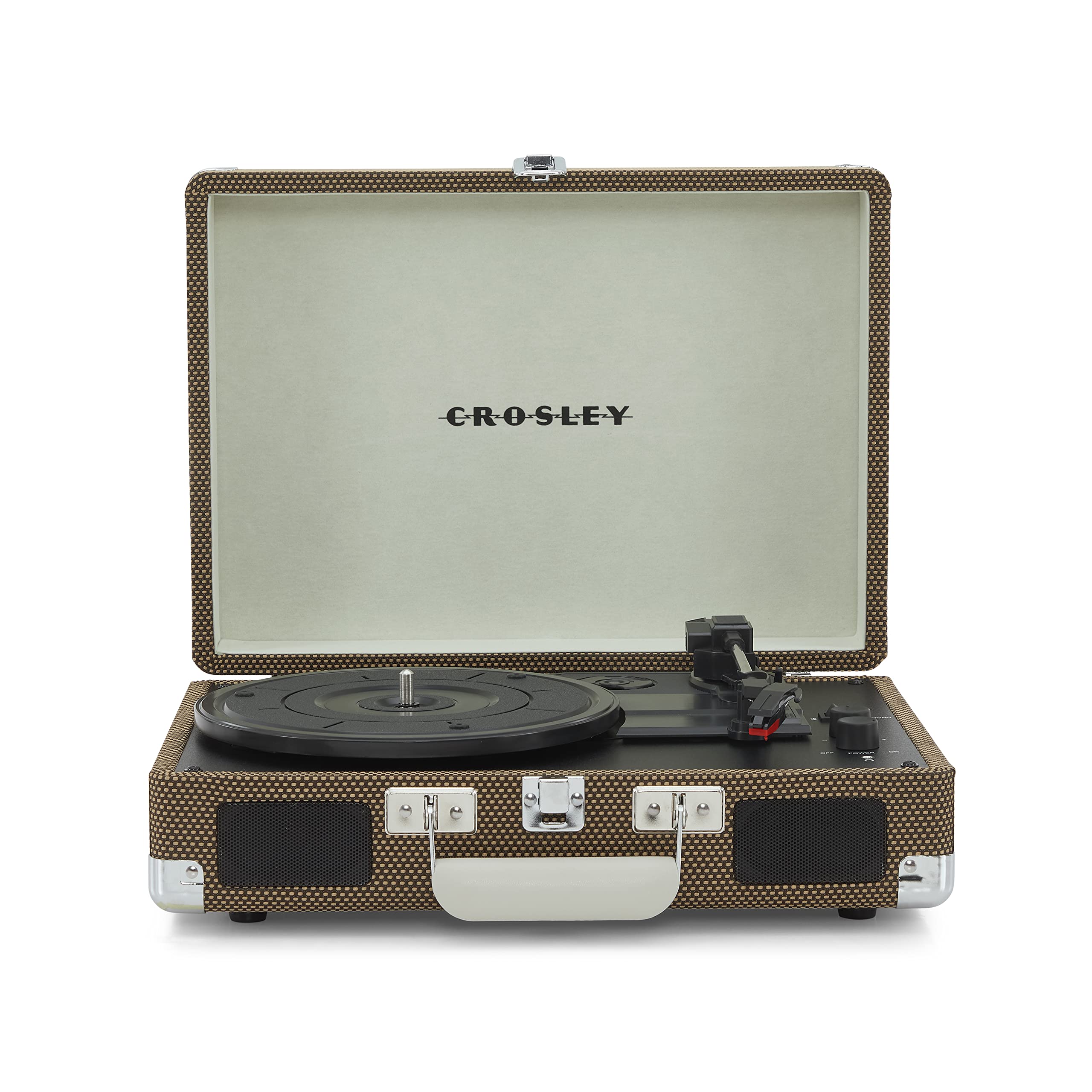 Crosley Cruiser Deluxe Vintage 3-Speed Bluetooth Suitcase Turntable, Tweed