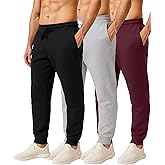 Real Essentials 3 Pack: Men's Cotton Fleece Jogger Sweatpants - Athletic Pants Bottoms with Pockets (Big & Tall Available)