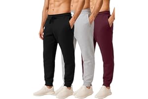 Real Essentials 3 Pack: Men's Jogger Sweatpants - Cotton Fleece Bottoms Athletic Pants with Pockets (Big & Tall Available)
