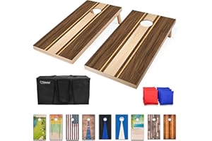 GoSports 4 x 2 ft Regulation Size Wood Cornhole Boards - 10 Vintage Wood Designs (Choose Your Style)