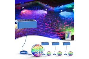 Quntis 4PCS RGB Solar Pool Lights, Underwater LED Lights with Remote, Color Changing Pool Light with 16 Colors, IP68 Waterpro