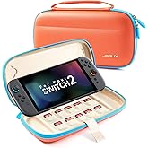 JSAUX Slim Carrying Case for Nintendo Switch 2 2025, Portable Switch 2 Case with 10 Game Slots, Protective Hard Shell for Travel and Storage, Orange