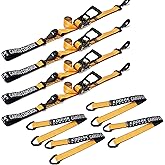 4 Pack Axle Tie Down Strap Combo with Snap Hook Ratchet-2 Inch x 114 Inch -Include 36” Axle Straps for Trucks- Heavy Duty 3333lbs Working Load KODIAK STRAPS