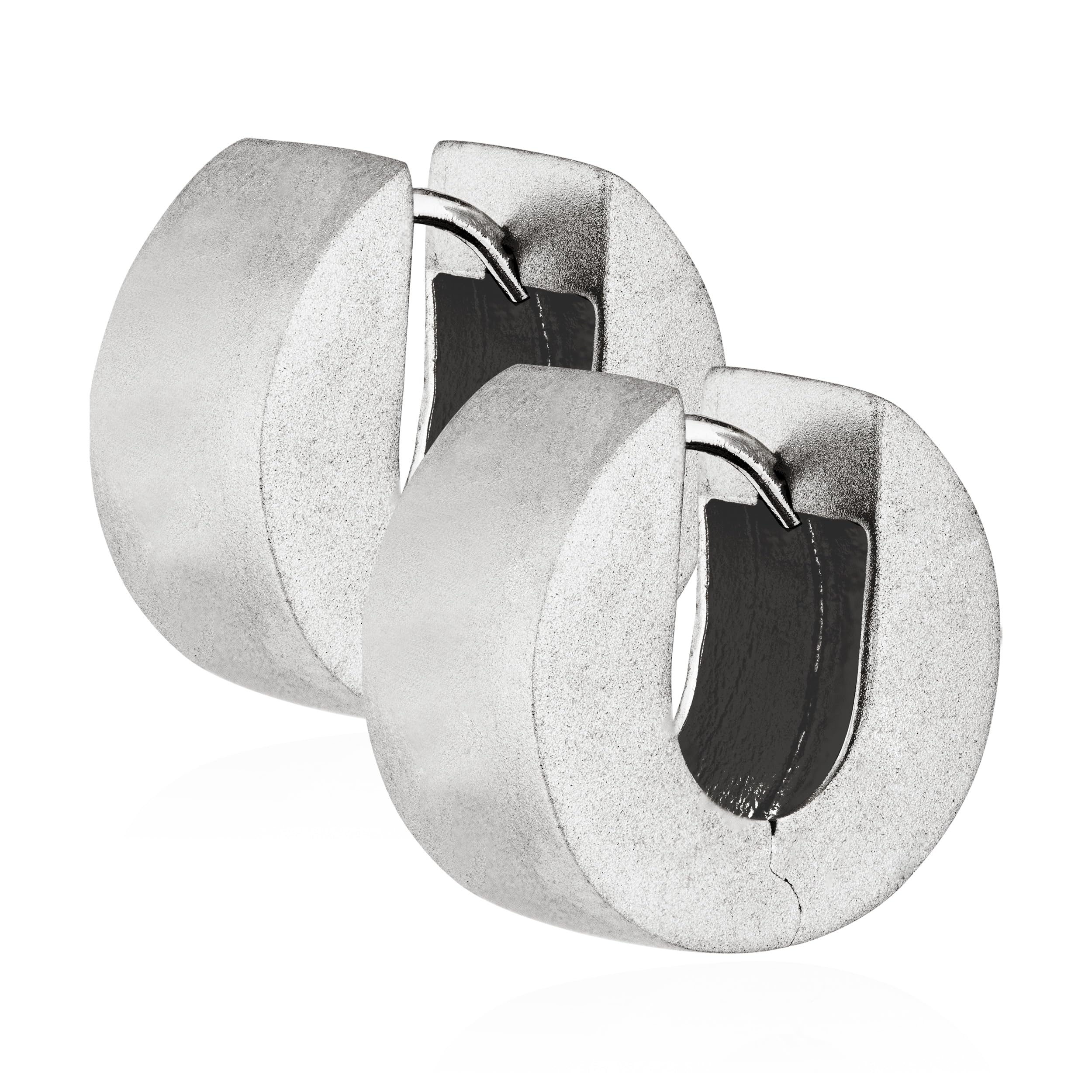 NKlaus silver pair 925 sterling silver hinged hoop earrings 14,6mm matt tarnish proof 4804