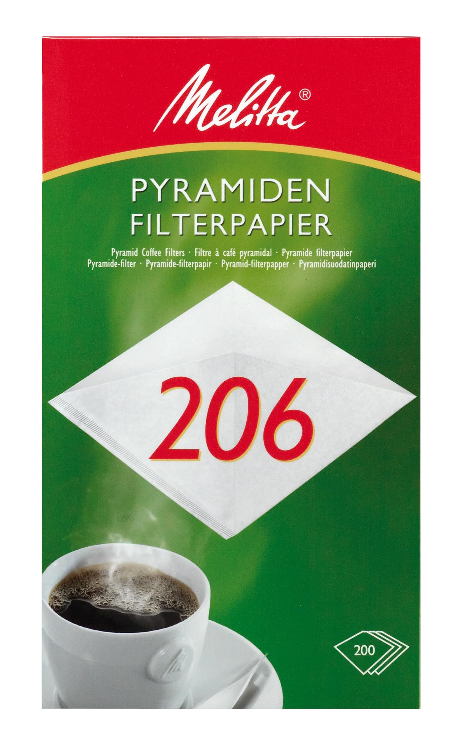 Melitta Pyramid Filter Paper 206 g White Pack of 200)