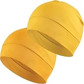 Headshion Cotton Skull Caps for Men Women,2-Pack Lightweight Beanie Sleep Hats Breathable Helmet Liner