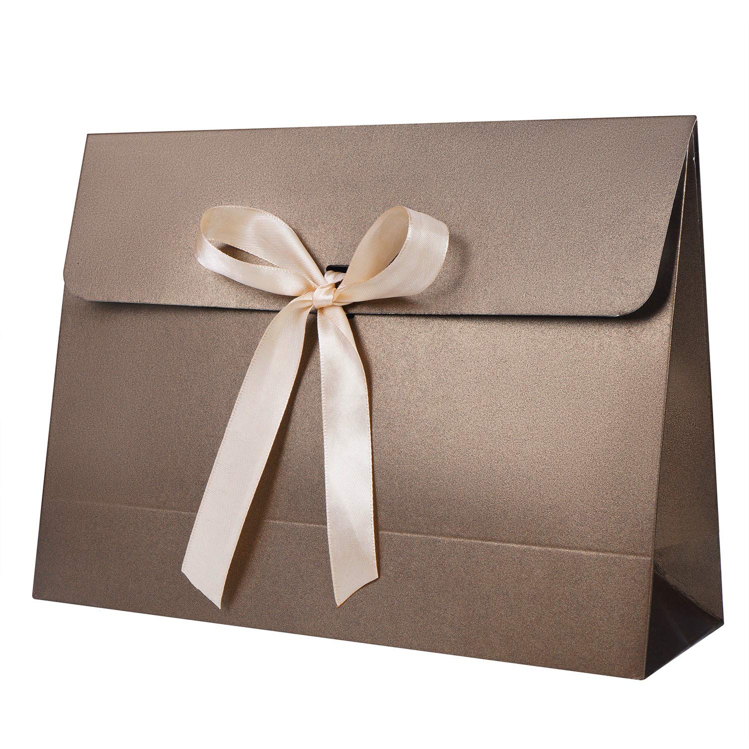 10pcs Envelope Gift Boxes with Lid & Satin Ribbon 28x21x9cm Cardboard Large Paper Bags Gift Warpping Boxes for Dress Shirt Scarf Book Accessories