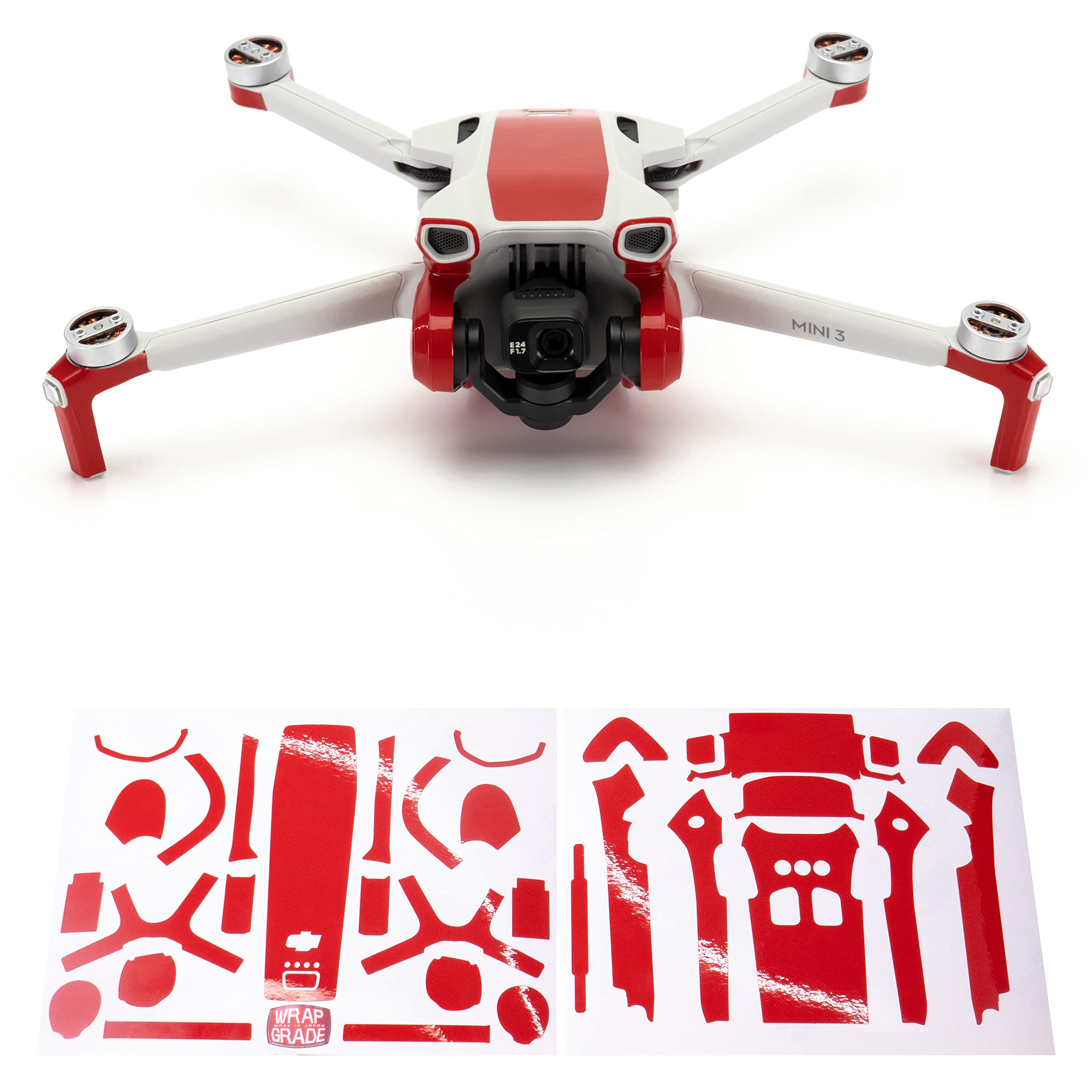 WRAPGRADE Skin Stickers Compatible with DJI Mini 3 | Accent Color (SUPER RED)