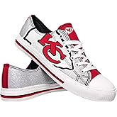 FOCO Kansas City Chiefs NFL Womens Glitter Low Top Canvas Shoes - 7