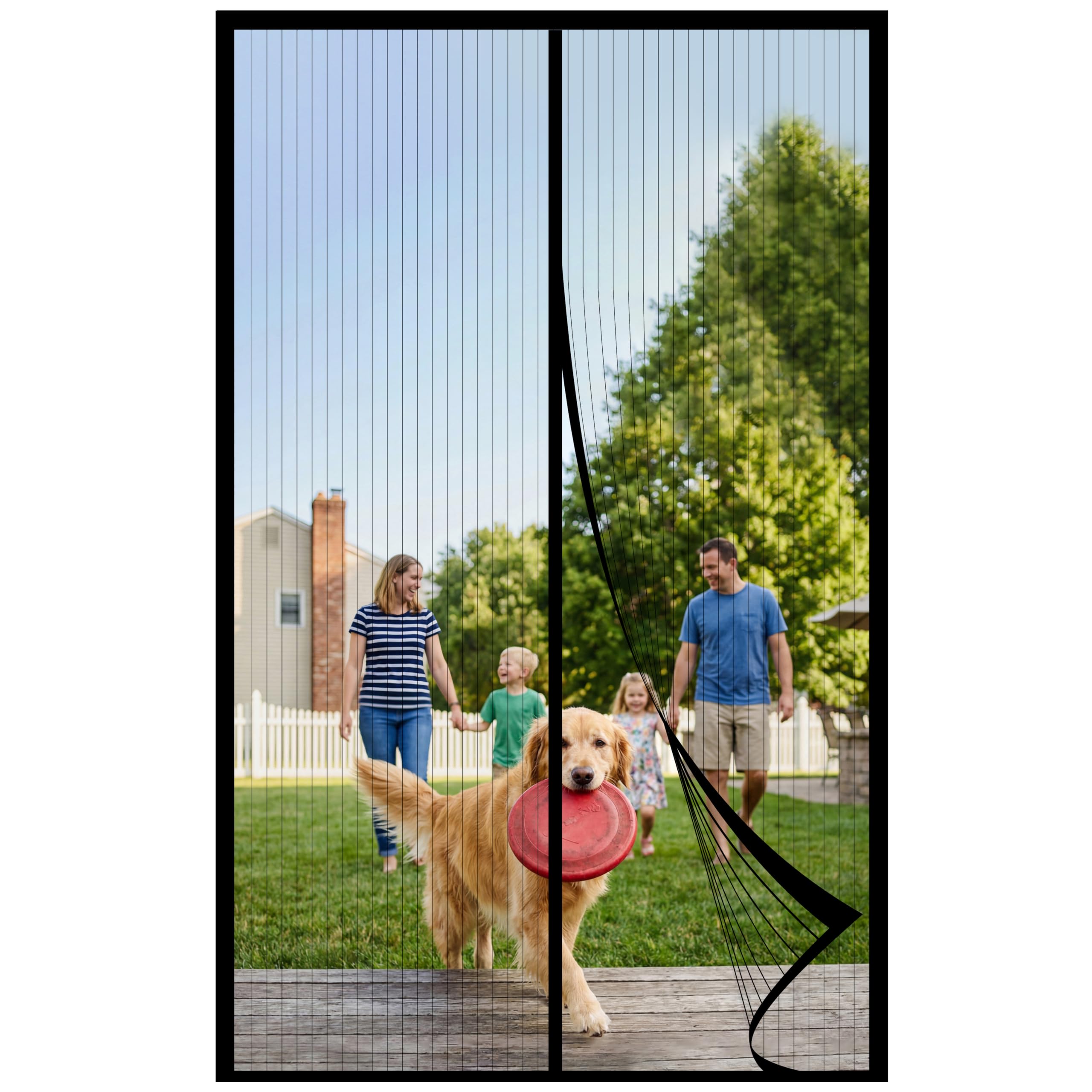 METAONLY Magnetic Screen Door Mesh 38" x 82" - Fits 36" x 80" Door Size, Works for Patio, Sliding Door, Keeps Bug Mosquito Out, Fresh Air Flow, Black