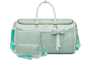 MOULYAN Garment Bags for Travel,Leather Convertible Garment Duffle Bag with Toiletry,Waterproof Carry On Garment Bag with Shoe Compartment,2 in 1 Suit Travel Bag for Women Weekender 3pcs Set