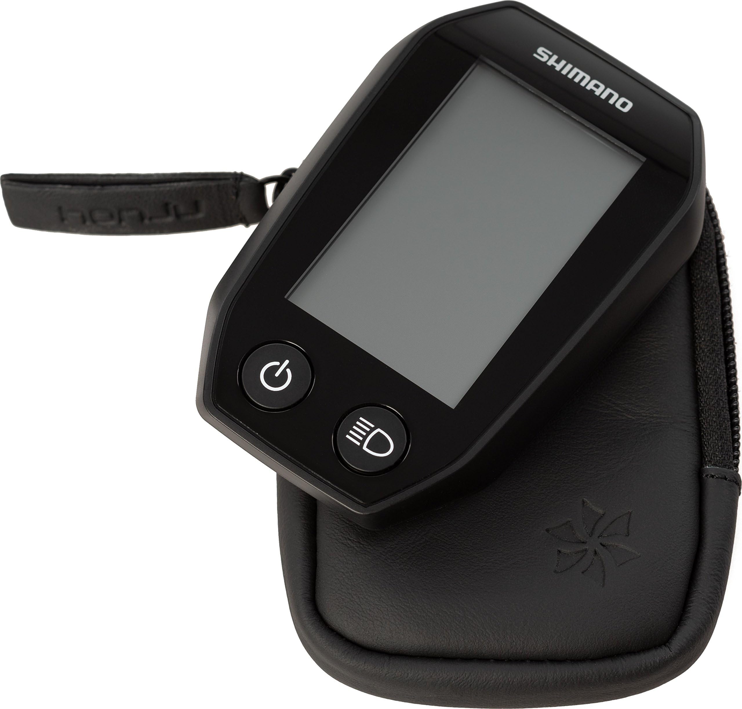 honju Bike real leather bag for Shimano Steps SC-E6010 E-Bike/Pedelec bag [display protection , inside pocket for keys , protection against scratches & dirt] - black (61595)