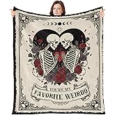 Wxiben Couple Gift Blanket for Her Him Valentine Anniversary Skull Blanket Gifts for Women Men I Love You Gift Wedding Birthday Gift for Husband Wife Skeleton Blankets for Sofa Couch 60 x 50 Inch