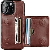 KIHUWEY Compatible with iPhone 16 Pro Max Wallet Case Credit Card Holder, Premium Leather Kickstand Flip Hidden Magnetic Clasp Durable Shockproof Protective Cover for 6.9 inch (Brown)