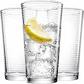 Glaver's Drinking Glasses Set of 10 Highball Glass Cups, Premium Quality 17 Oz. Coolers, Ribbed Glassware. Ideal for Water, Juice, Cocktails, and Iced Tea. Dishwasher Safe.
