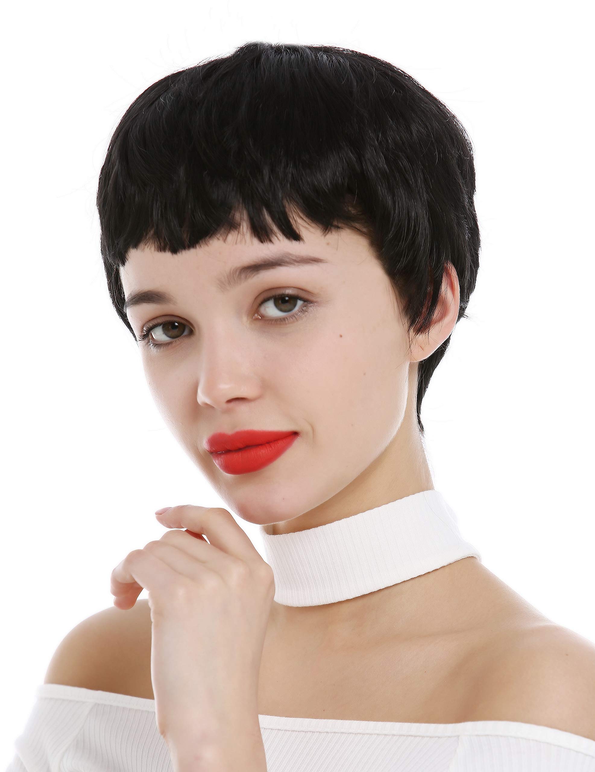 WIG ME UP - SA098-1B Lady Wig very short Pixie cut 60s retro fringe bangs black