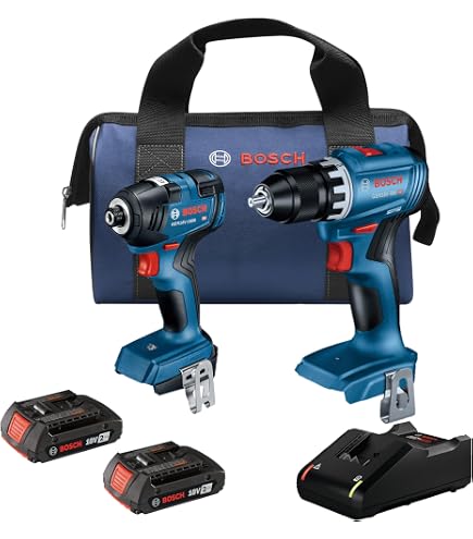 BOSCH GXL18V-251B25 18V 2-Tool Combo Kit with 1/4 In. and 1/2 In