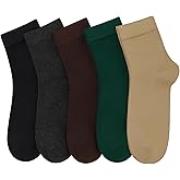 Women Thin Cotton Socks Comfort Breathable Soft Socks Above Ankle Crew Socks 5 Pairs