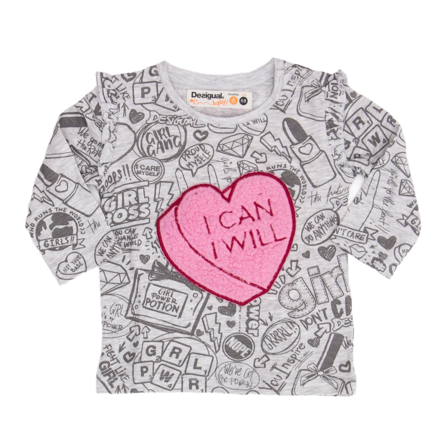 Desigual T Shirt Manica Lunga Neonata Ts Laia 18wytk05 Graphic Tee Bambine E Ragazze Abbigliamento
