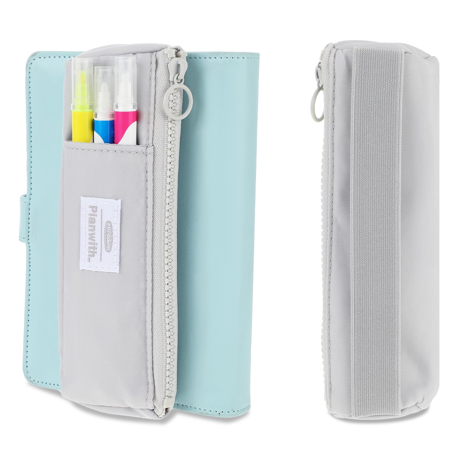 Tucnoeu Pen Holder for Notebook, Small Pencil Case with Zipper and Adjustable Elastic Band, Book Pouch for Journals, Pen Case Slim for Hardcover,Notebooks,Books