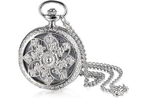 Avaner Antique Bronze Retro Hollow Rose Flowers Openwork Quartz Pocket Watch for Women