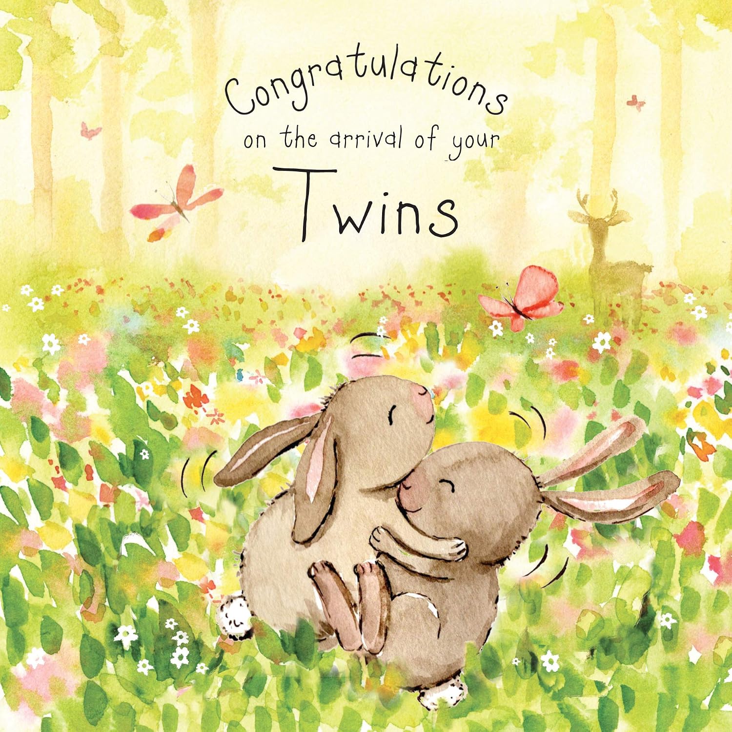 Twizler New Twins Card with Cute Twin Bunnies, New Baby Twins Card, Twins Card, New Baby Card, Newborn Essentials