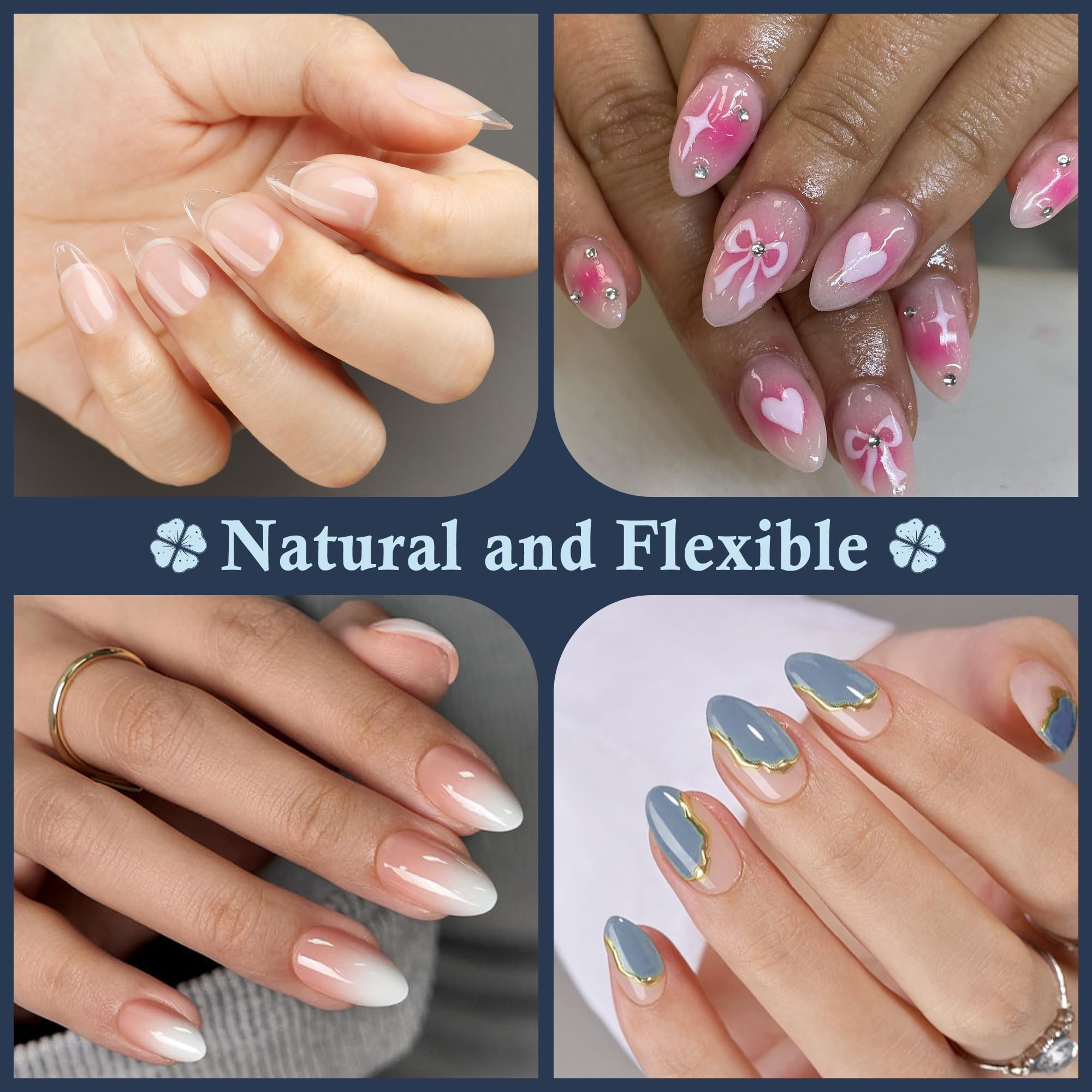 Luckyfairy Short Almond Fake Nails, 504pcs Soft Gel Pre-Shaped Acrylic Nail Tips, Half Matte Full Cover Clear Gelly Press on Flase Nail Tips for Extension Nail Manicure Home DIY 12 Sizes Gelly Tips - Image 2