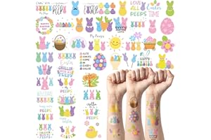 ANGOLIO Easter Bunny Temporary Tattoos - 144Pcs Bunny Temporary Tattoos for Kids Bulk Happy Easter Day Easter Bunny Easter Eggs Tattoo Stickers for Easter Party Supplies Favors Goodie Bag Fillers