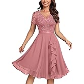 MISSMAY Women's Elegant Style Sequin Lace A-Line Cocktail Party Dress