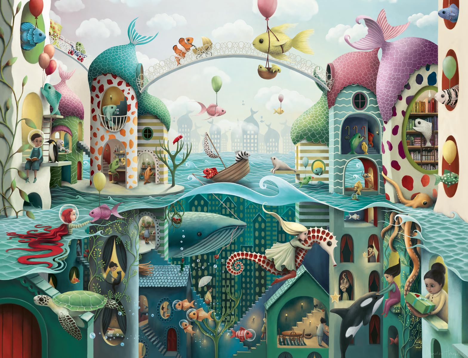 Photo 1 of Ravensburger - If Fish Could Walk - 2000 Piece Jigsaw Puzzle - Whimsical and Fantastical View of The Undersea World - Frameable - Premium Quality - Puzzles for Adults