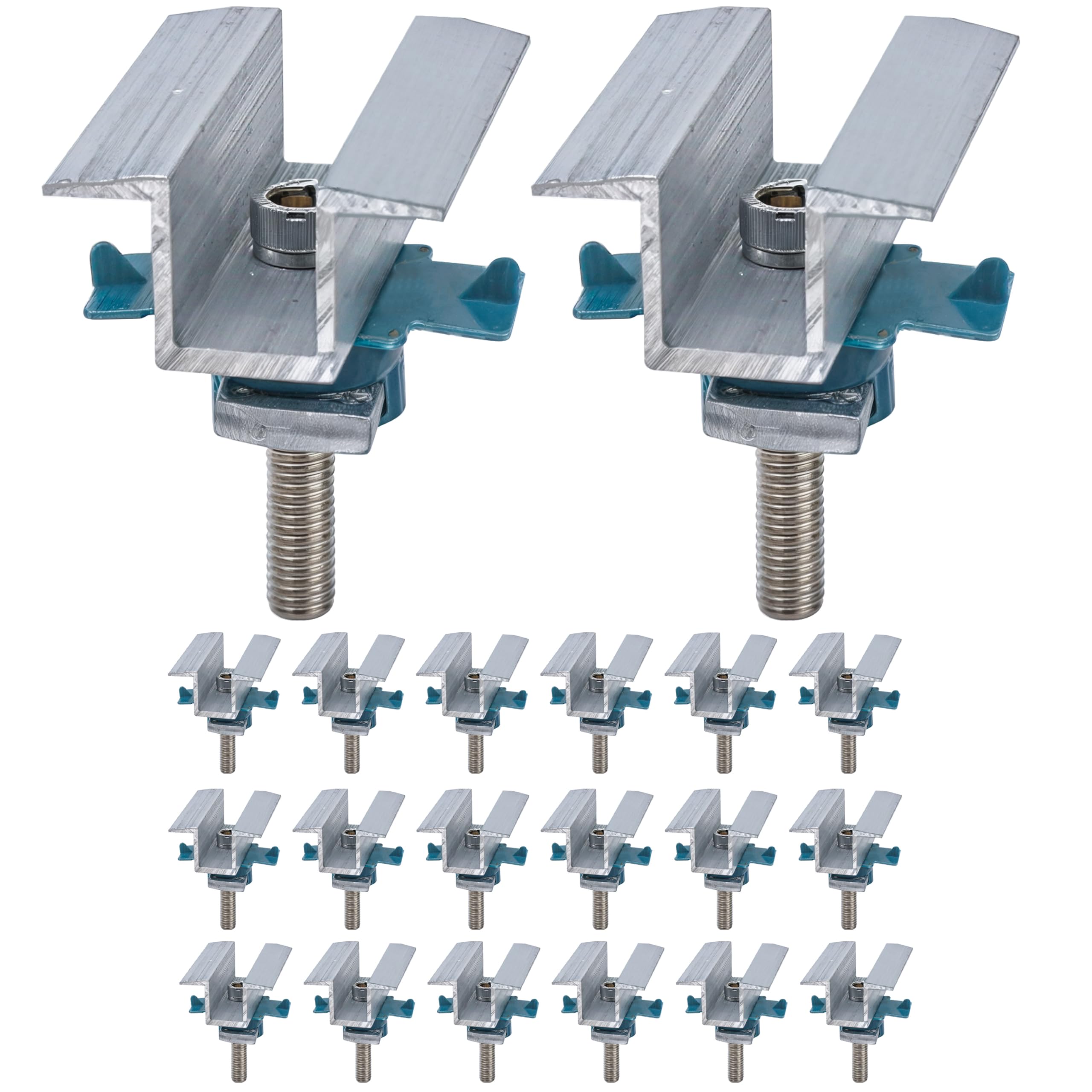 Photo 1 of 20Pcs Solar Panel Clamps for Unistrut System Mount, Clips Bracket Mounting Hardware, Wide PV Photovoltaic Support Mid Mount, Adjustable Secure Aluminum Kit with Bolt Nut Fit Standard Roof Solar Panel