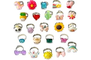 Star Princess Unisex Kid's 24 Adjustable Pretend Play Dress Up Rings, Purple, No Metal Type, Plastic, Stacking, No Gemstone, 